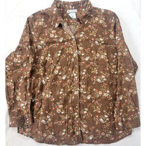 Columbia Sportswear Women's Brown Floral Print Long Sleeve Shirt Size 2X Snaps